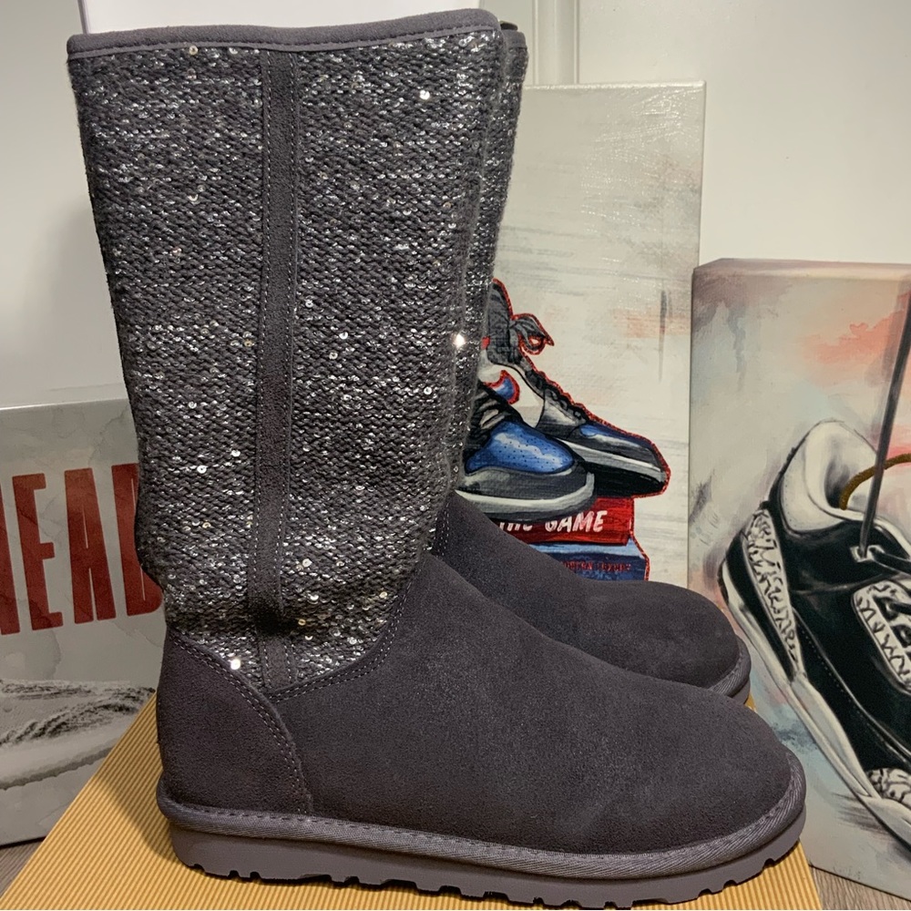 New UGG Australia Womens Camaya Boot Leather Tall Boot Charcoal Size 5 - Picture 8 of 16